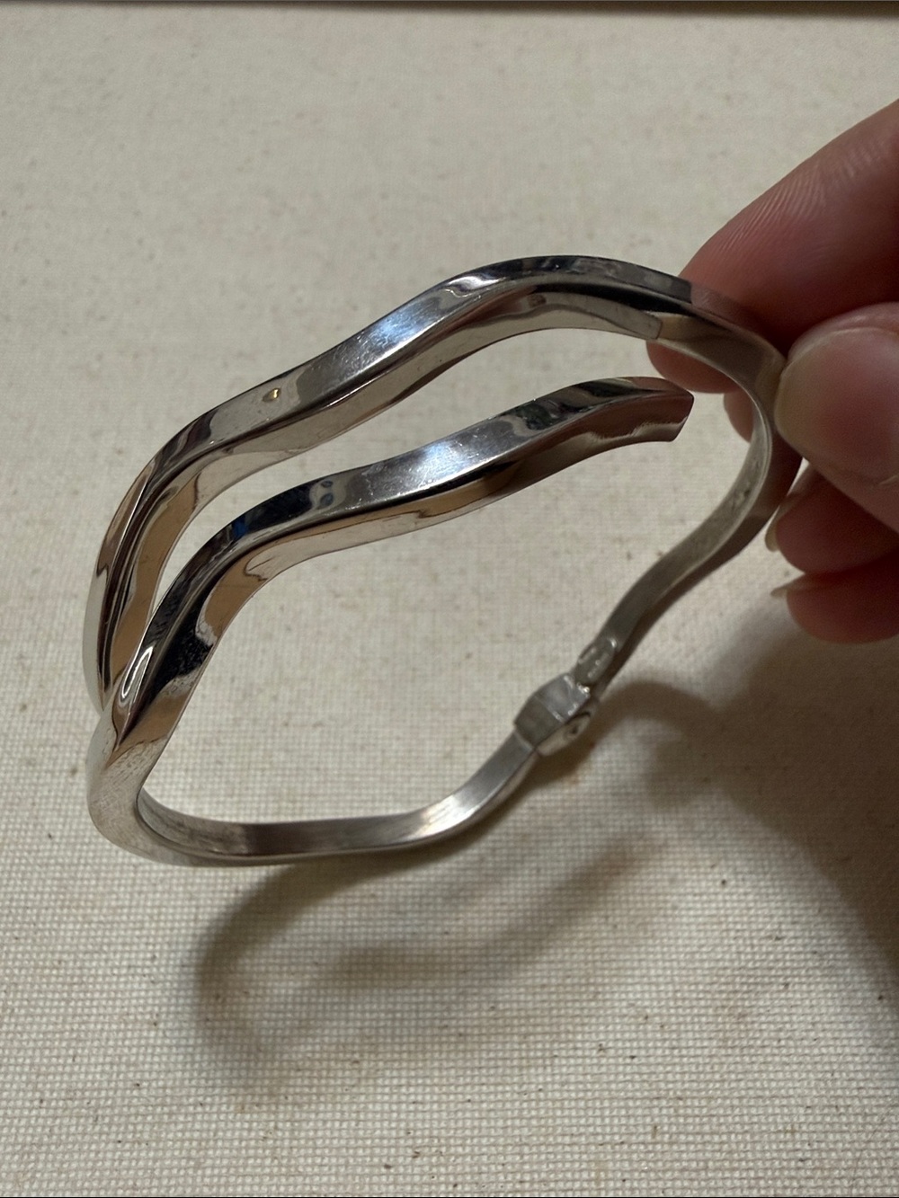 FURLA Sterling Silver 925 Wavy Double-Band Bangle Bracelet